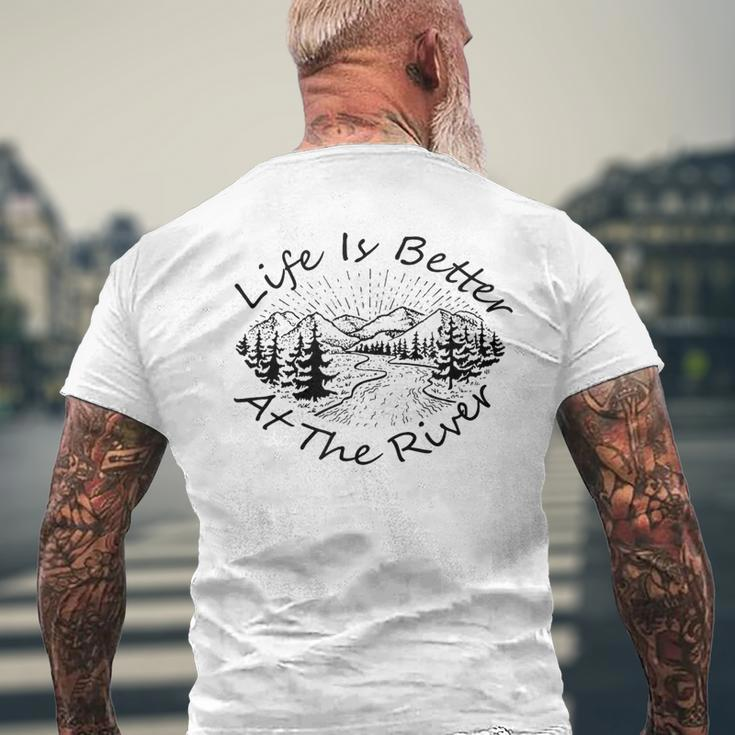Vintage Retro Life Is Better At The River Men's T-shirt Back Print Gifts for Old Men