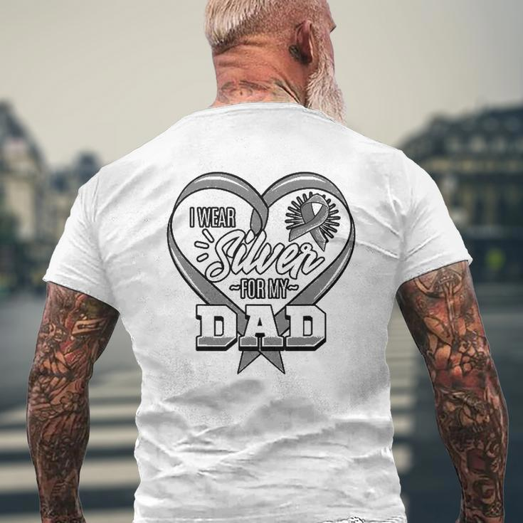 I Wear Silver For My Dad Gray Ribbon Degenerative Disorder Mens Back Print T-shirt Gifts for Old Men