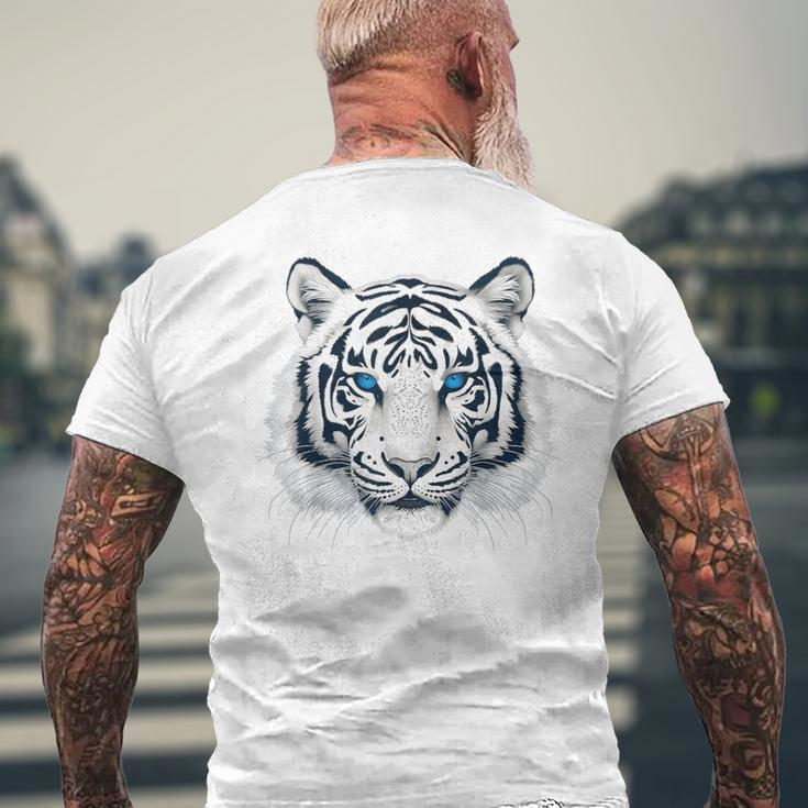 White Tiger Blue Eyes Wild Cat Animal Men's T-shirt Back Print Gifts for Old Men