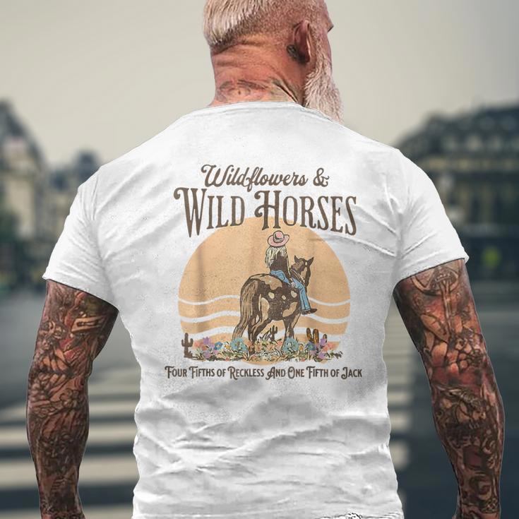 Wildflowers & Wild Horses Western For Her Men's T-shirt Back Print Gifts for Old Men