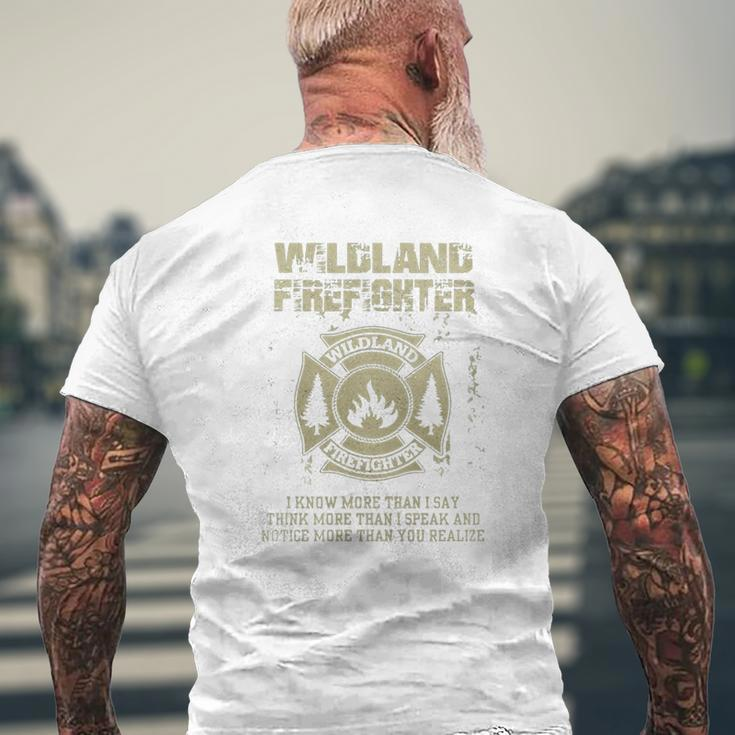 Wildland Firefighter Mens Back Print T-shirt Gifts for Old Men