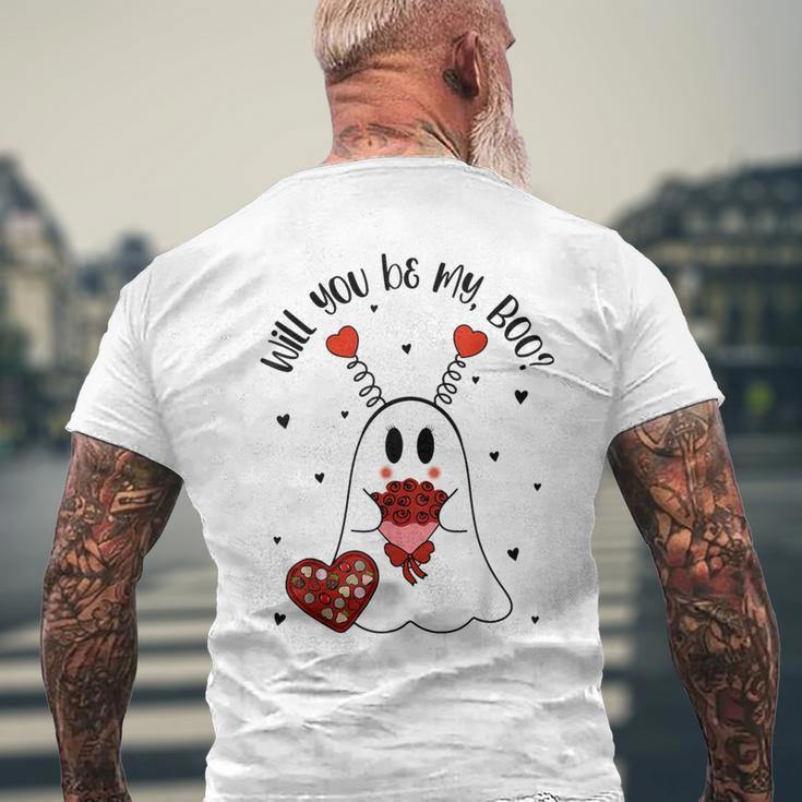 Will You Be My Boo Boujee Valentines Day Ghost Men's T-shirt Back Print Gifts for Old Men