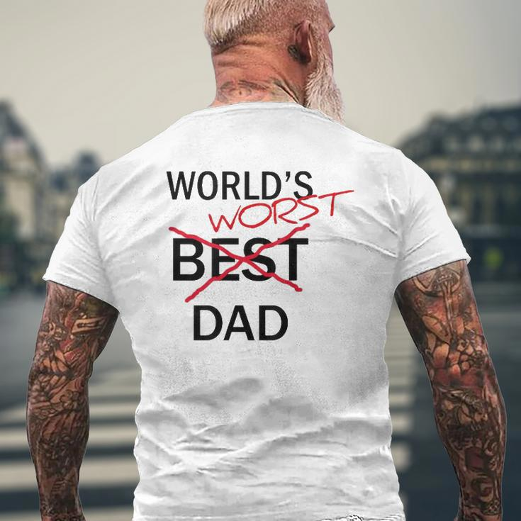 World's Worst Dad Father's Day Gag Mens Back Print T-shirt Gifts for Old Men