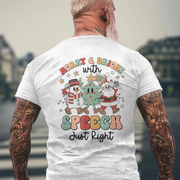 Xmas Speech Therapy Merry And Bright With Speech Just Right Men's T-shirt Back Print Gifts for Old Men