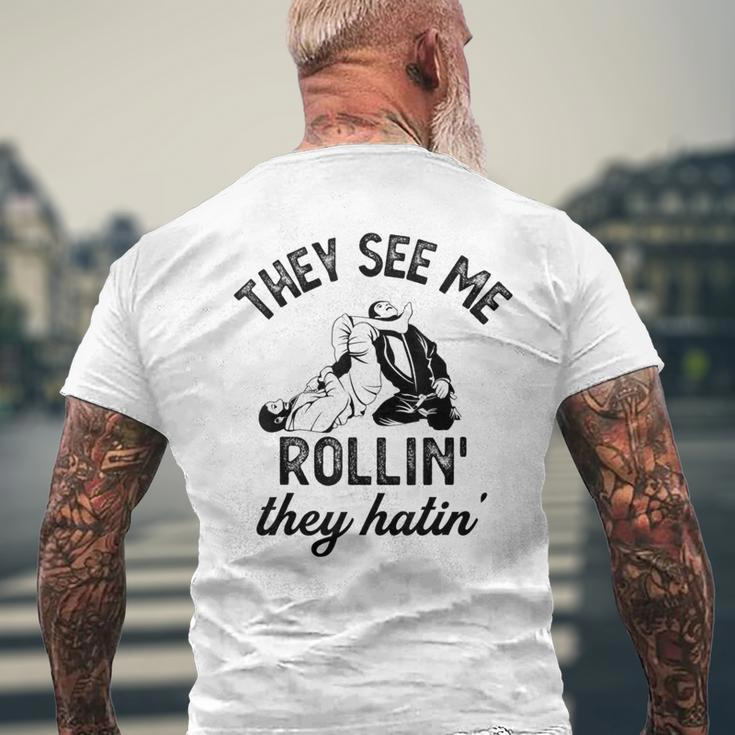 They See Me Rolling They Hatin' Vintage Armbar Jiu-Jitsu Bjj Men's T-shirt Back Print Gifts for Old Men