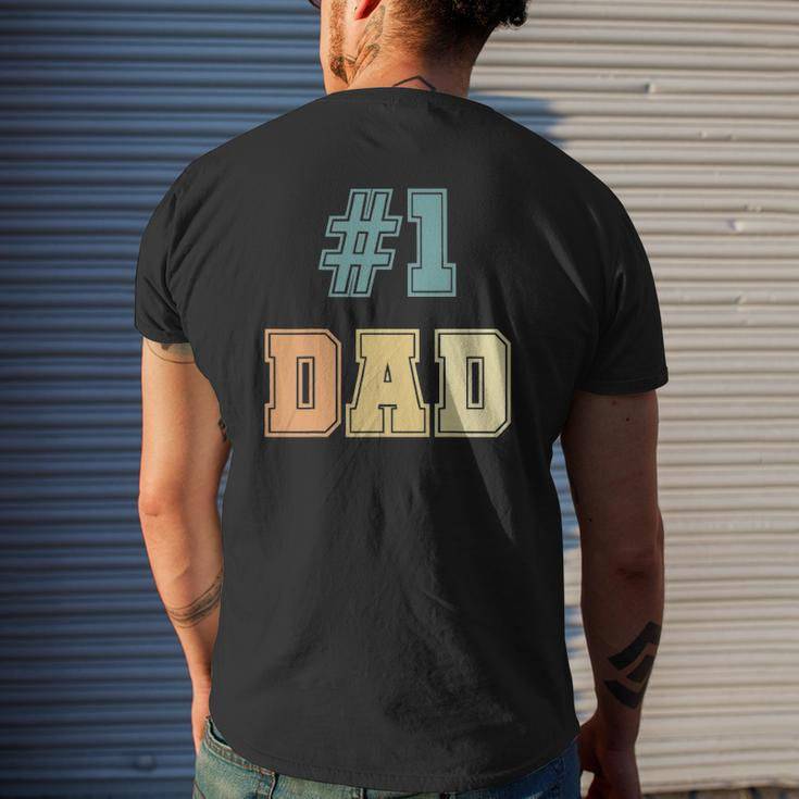 1 Dad Number One Dad Father's Day Vintage Style Mens Back Print T-shirt Gifts for Him