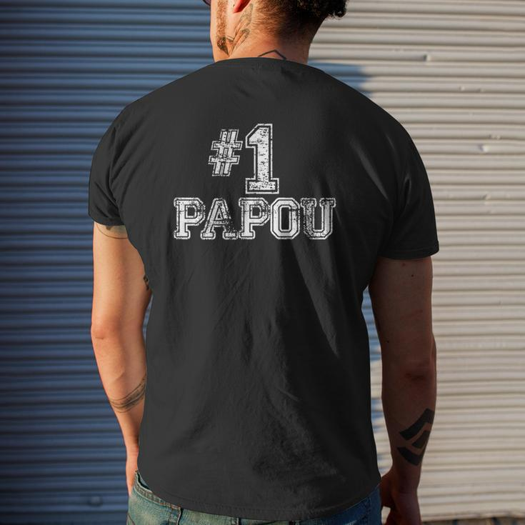 1 Papou Number One Sports Father's Day Mens Back Print T-shirt Gifts for Him