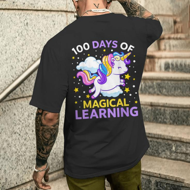 100Th Day Of School Unicorn Girls 100 Days Of Kindergarten Men's T-shirt Back Print Gifts for Him