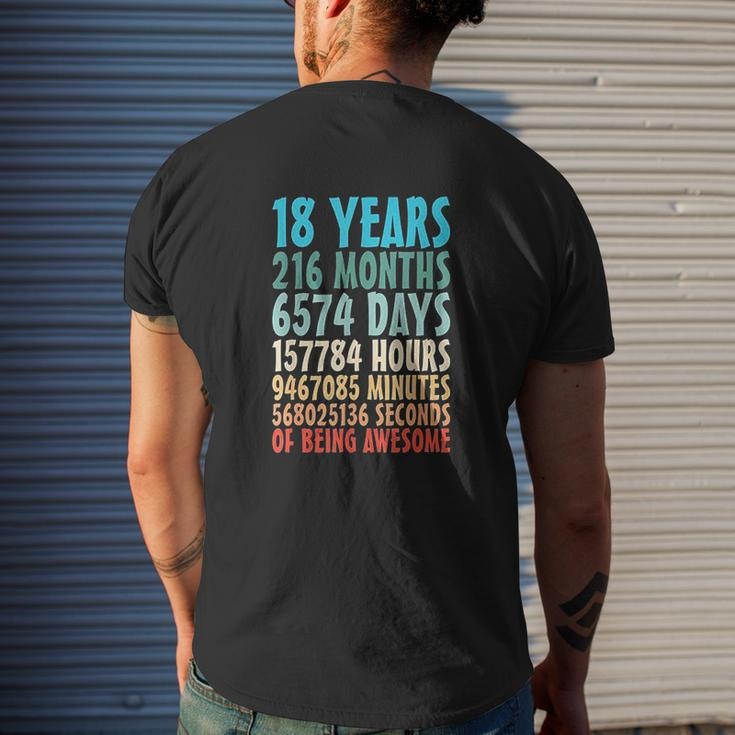 18 Years Of Being Awesome 18 Yr Old 18Th Birthday Countdown Mens Back Print T-shirt Gifts for Him
