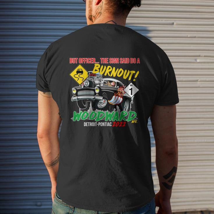 2022 Woodward Cruise Burnout Officer Mens Back Print T-shirt Gifts for Him