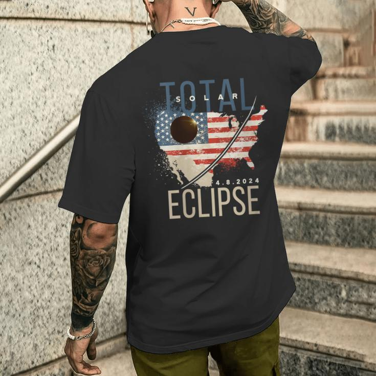 2024 Solar EclipseTotal Solar Eclipse Path American Flag Men's T-shirt Back Print Gifts for Him