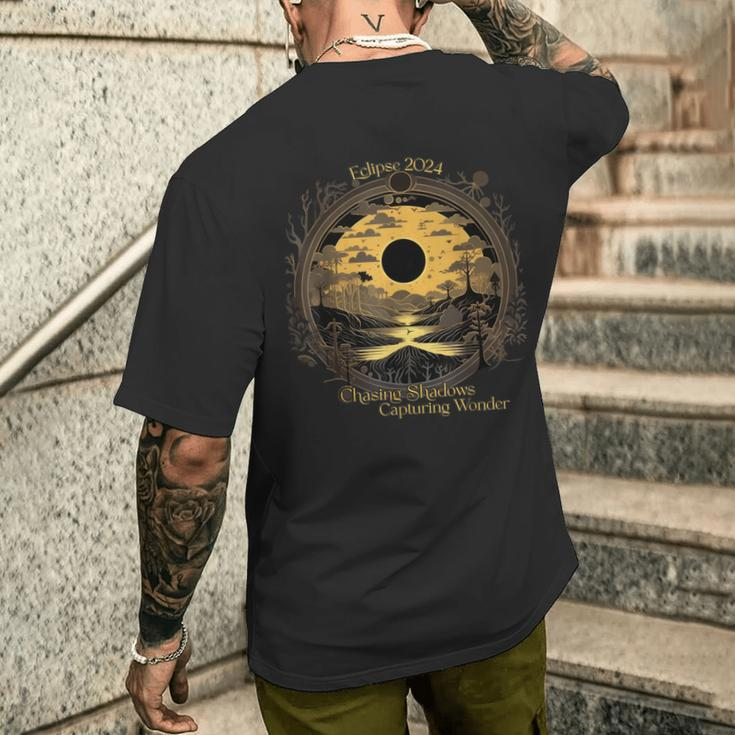 2024 Total Solar Eclipse April 8 Chasing Shadows Men's T-shirt Back Print Gifts for Him