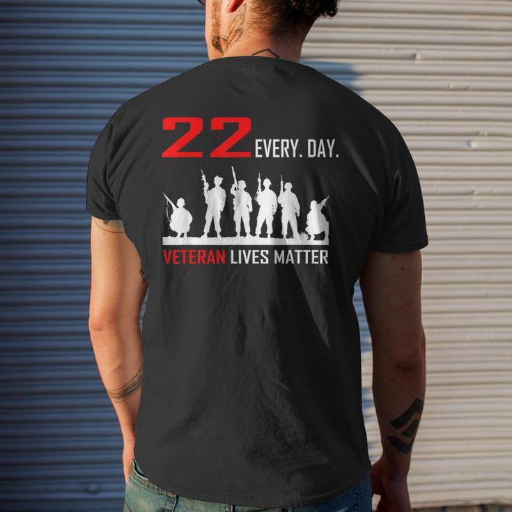 22 Every Day Veteran Lives Matter MilitaryMens Back Print T-shirt Gifts for Him