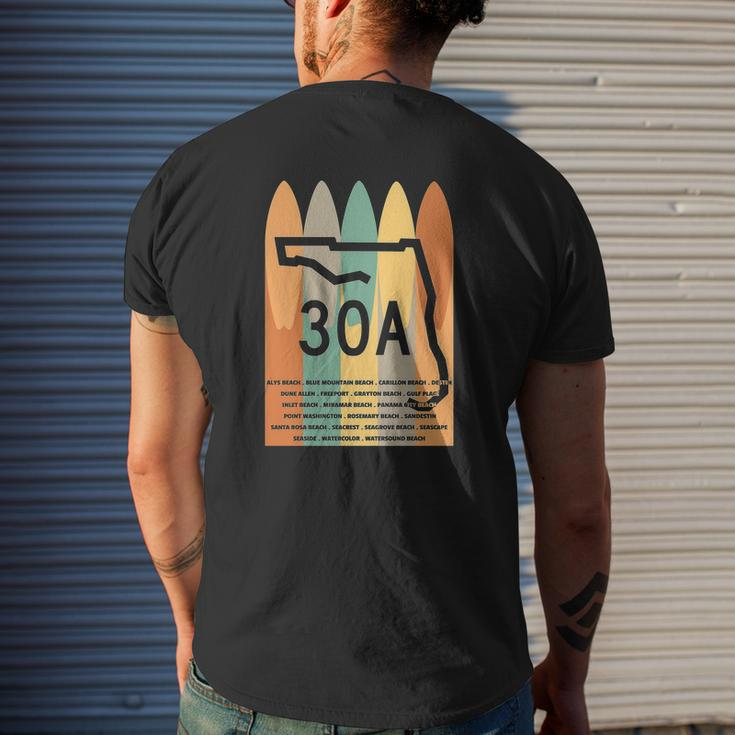 30A Surfboards Towns Of 30A Mens Back Print T-shirt Gifts for Him