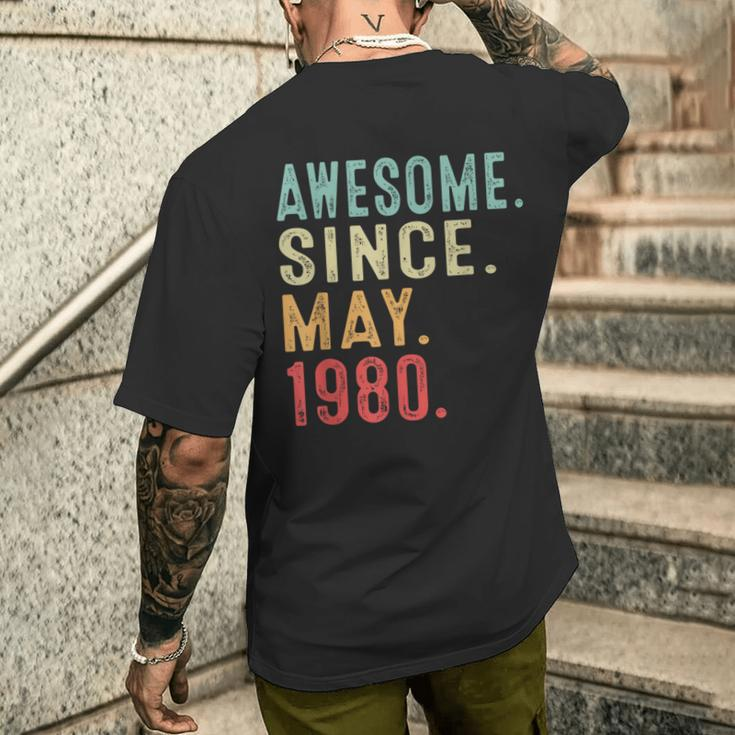 44 Years Old Awesome Since May 1980 44Th Birthday Men's T-shirt Back Print Gifts for Him
