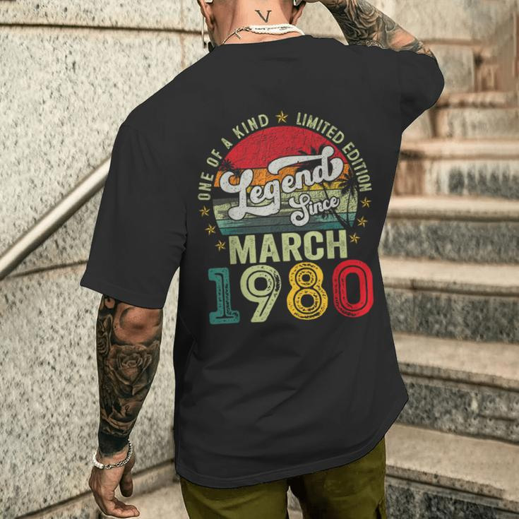 44 Years Old Legend Since March 1980 44Th Birthday Men Men's T-shirt Back Print Gifts for Him