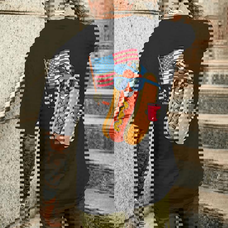 4Th Of July Hotdog Fourth Of July Patriotic Usa Flag Men's T-shirt Back Print Gifts for Him