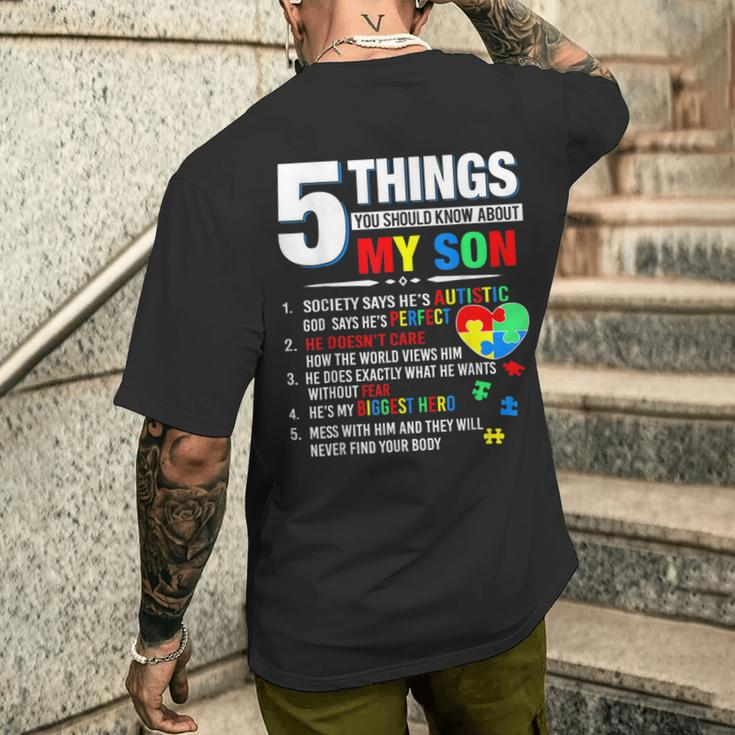 5 Things You Should Know About My Son Autism Awareness Men's T-shirt Back Print Gifts for Him