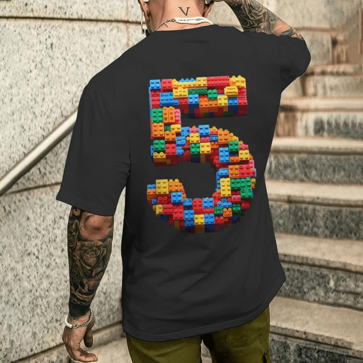 5 Year Old Blocks Building Master Builder 5Th Birthday Boy Men's T-shirt Back Print Gifts for Him