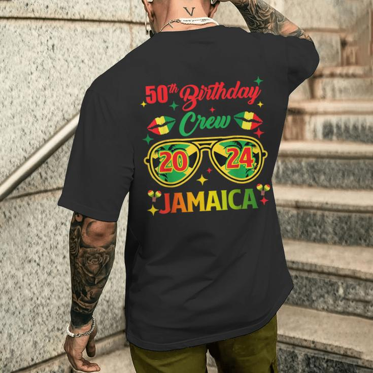 50Th Birthday Crew Jamaica Vacation Party 2024 Birthday Trip Men's T-shirt Back Print Gifts for Him