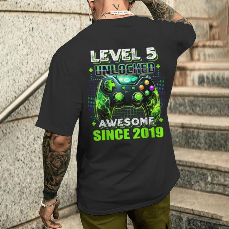 5Th Birthday Gamer 5 Year Old Bday Boy Five Son Men's T-shirt Back Print Gifts for Him