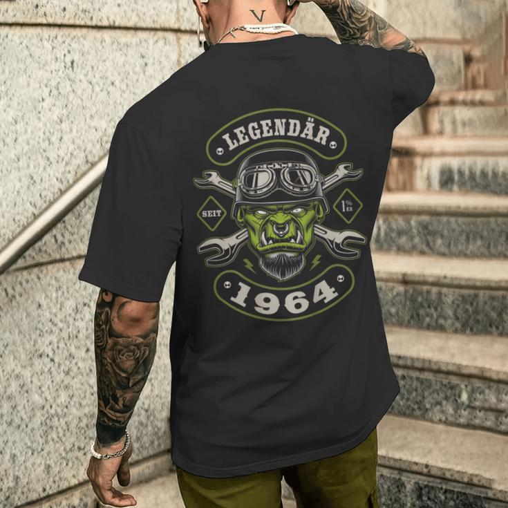 60 Geburtstag Mann Biker Geschenk Motorrad Legendär 1964 T-Shirt mit Rückendruck Geschenke für Ihn