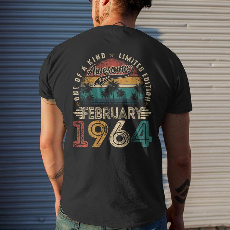 60 Years Old Vintage February 1964 60Th Birthday Men Men's T-shirt Back Print Gifts for Him