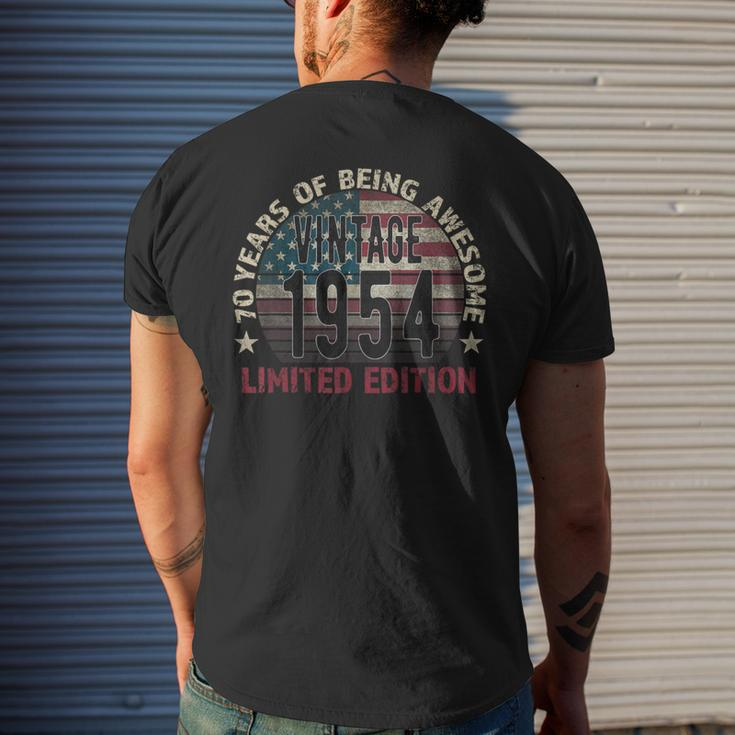 70Th Birthday Vintage Born 1954 Turning 70 Year Old Men's T-shirt Back Print Gifts for Him