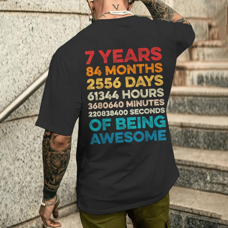 7Th Birthday 7 Years Of Being Awesome Vintage 7 Years Old Men's T-shirt Back Print Gifts for Him