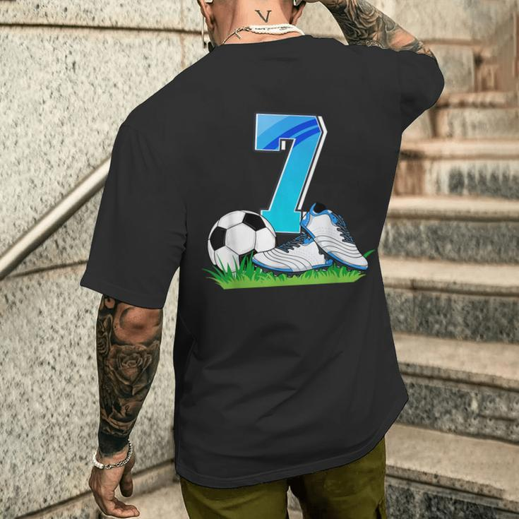 7Th Birthday Football Soccer 7 Years Old Boys Men's T-shirt Back Print Gifts for Him