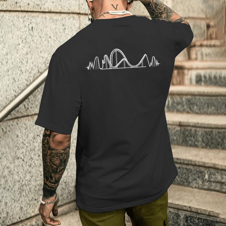 Achterbahn Herzschlag Ekg Themenpark Freizeitpark T-Shirt mit Rückendruck Geschenke für Ihn