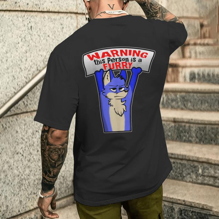 Achtung Das Person Ist Ein Furry Idea Fursona T-Shirt mit Rückendruck Geschenke für Ihn