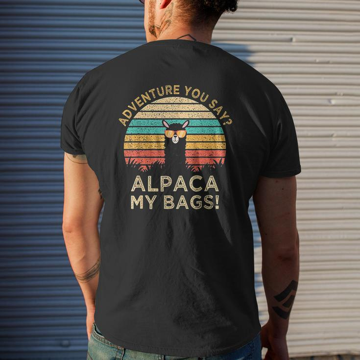 Adventure You Sa Alpaca My Bags Vintage Travel Mens Back Print T-shirt Gifts for Him