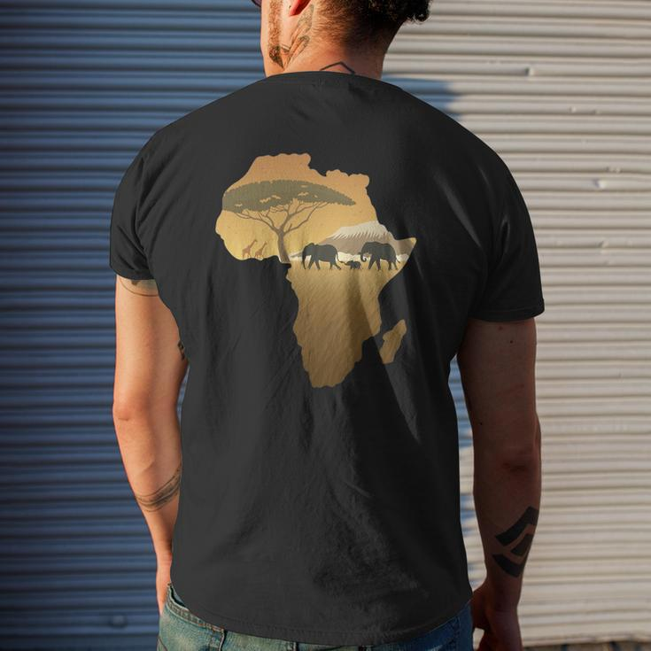 Africa Elephant Map Dad South Animal Big Five Safari Mens Back Print T-shirt Gifts for Him