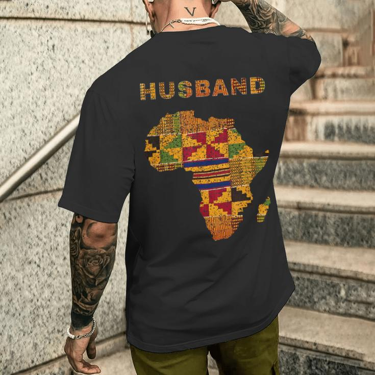 Afro Black Husband African Ghana Kente Cloth Couple Matching Men's T-shirt Back Print Gifts for Him