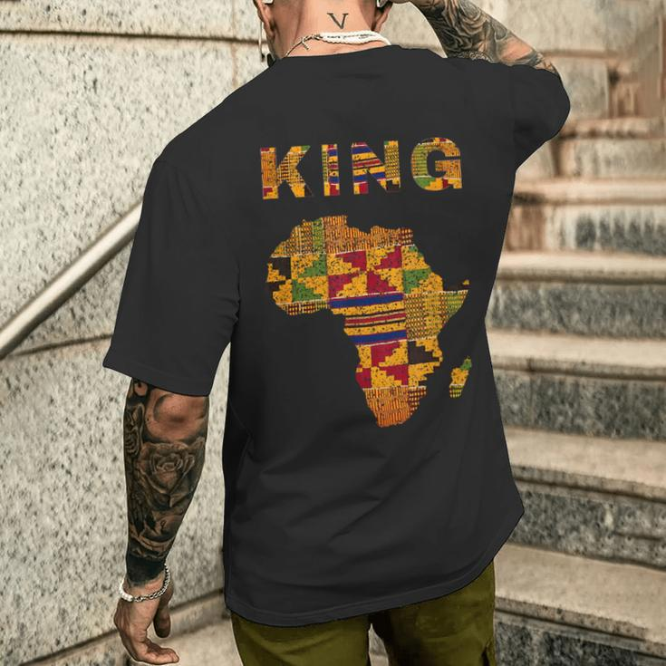 Afro Black King African Ghana Kente Cloth Family Matching Men's T-shirt Back Print Gifts for Him