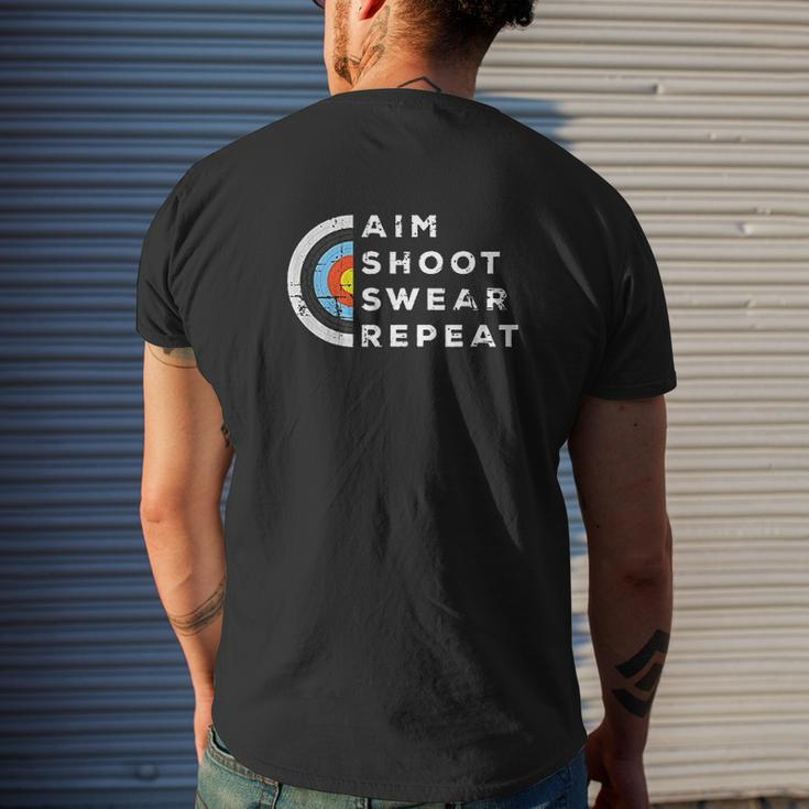 Aim Swear Repeat Archery Costume Archer Archery Mens Back Print T-shirt Gifts for Him