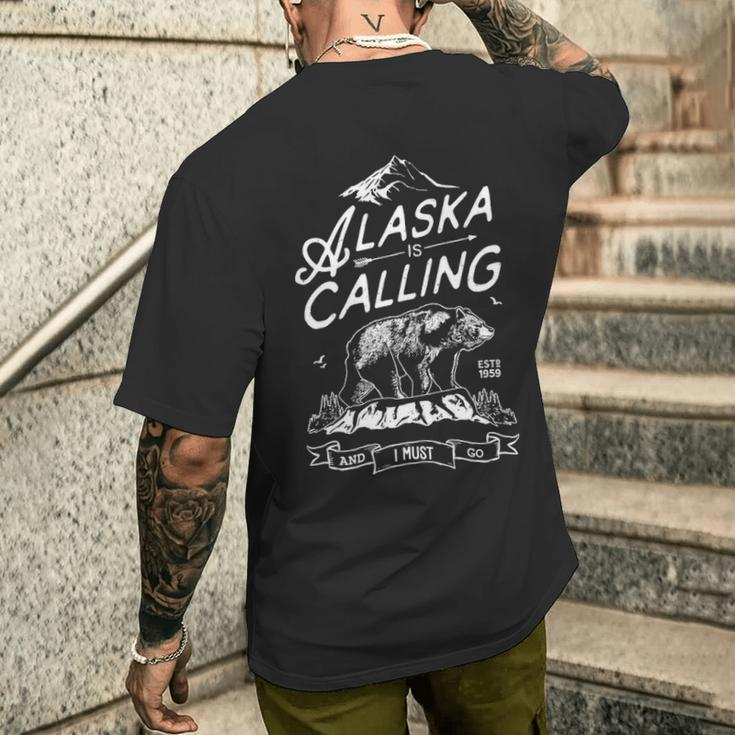 Alaska Is Calling And I Must Go Men's T-shirt Back Print Gifts for Him