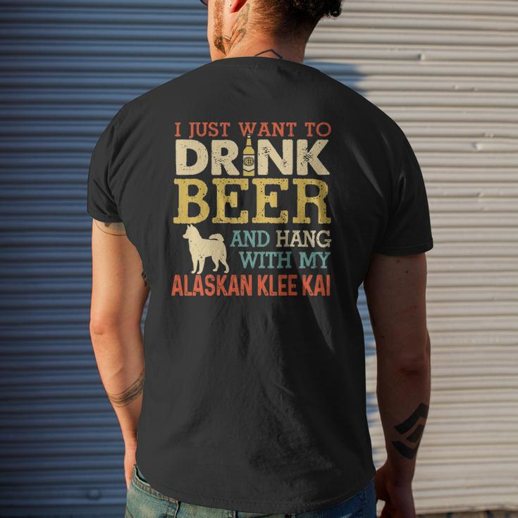 Alaskan Klee Kai Dad Drink Beer Hang With Dog Vintage Mens Back Print T-shirt Gifts for Him