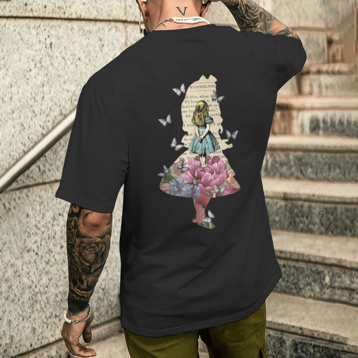 Alice In Wonderland Magical Garden -Intage Book T-Shirt mit Rückendruck Geschenke für Ihn