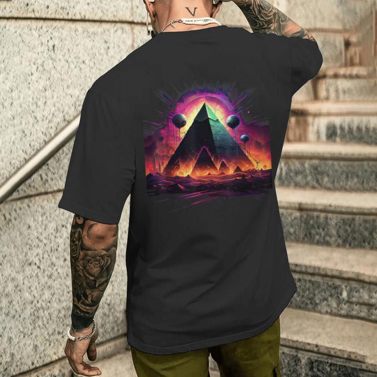 Aliens Space Ufo Ancient Egyptian Pyramids Science Fiction Men's T-shirt Back Print Gifts for Him