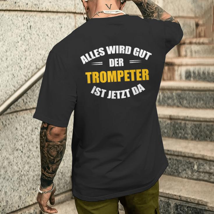 Alles Wird Gut Trumpeter Herren-Kurzärmliges Herren-T-Kurzärmliges Herren-T-Shirt in Schwarz, Musikliebhaber Design Geschenke für Ihn