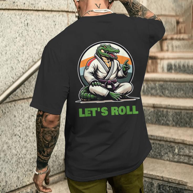 Alligator Bjj Gi Brazilian Jiu Jitsu Kampfkunst Let's Roll T-Shirt mit Rückendruck Geschenke für Ihn