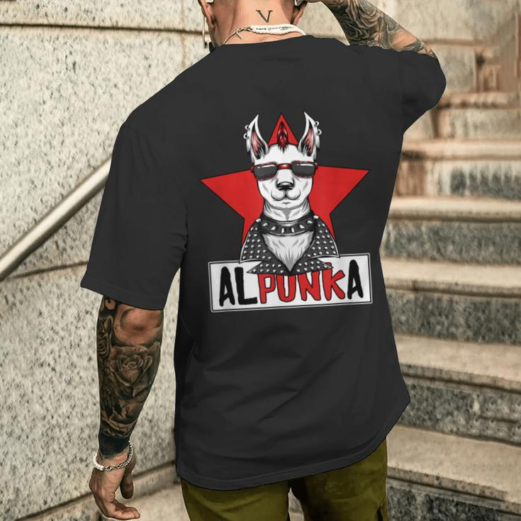 Alpunka Punk Alpaca Lama Punk Rock Rocker Anarchy T-Shirt mit Rückendruck Geschenke für Ihn
