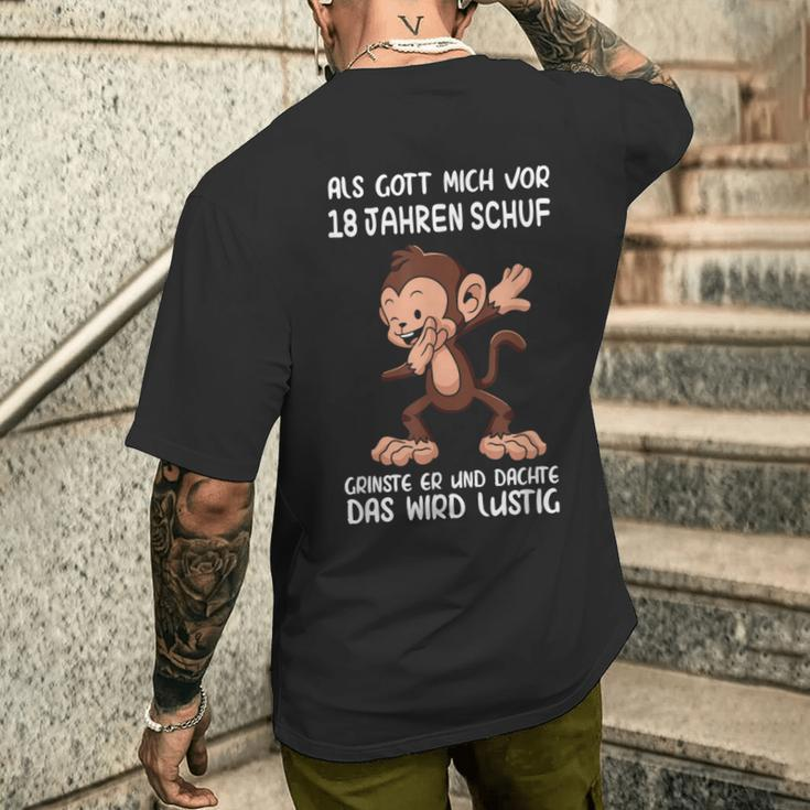 Als Gott Mich 18 Jahren Schuf Monkey Birthday T-Shirt mit Rückendruck Geschenke für Ihn