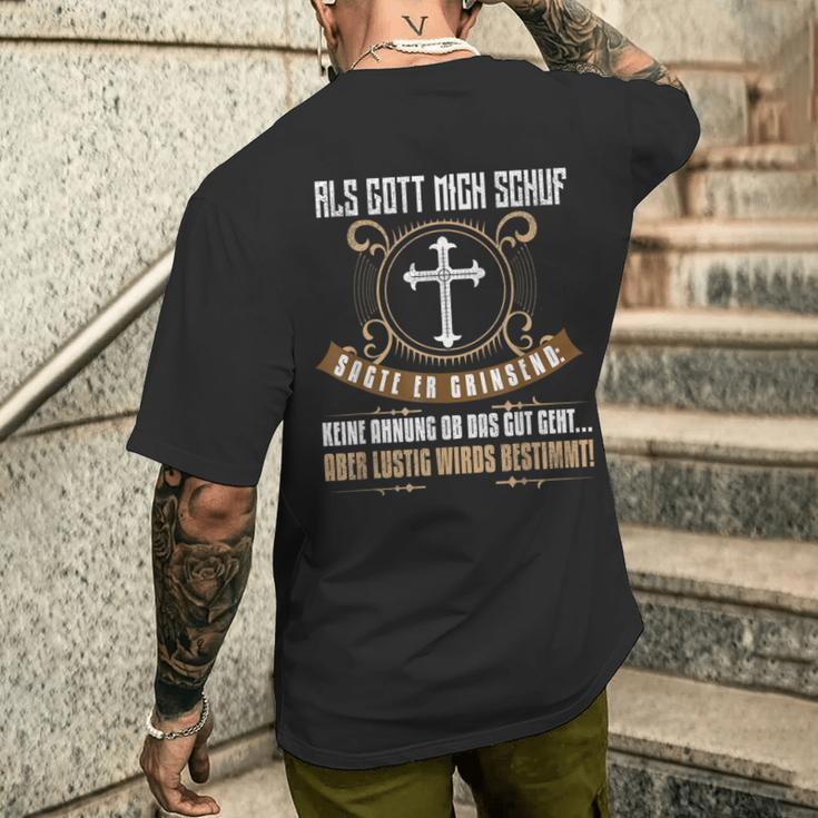Als Gott Mich Enschf Als Gott Mich T-Shirt mit Rückendruck Geschenke für Ihn