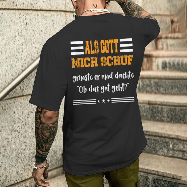 Als Gott Mich Schf Grinste Er T-Shirt mit Rückendruck Geschenke für Ihn