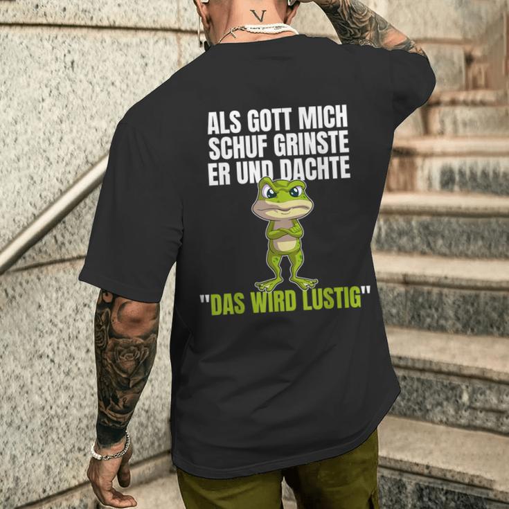 Als Gott Mich Schuf Grinste Er Und Dachte Das Wird Lustig T-Shirt mit Rückendruck Geschenke für Ihn