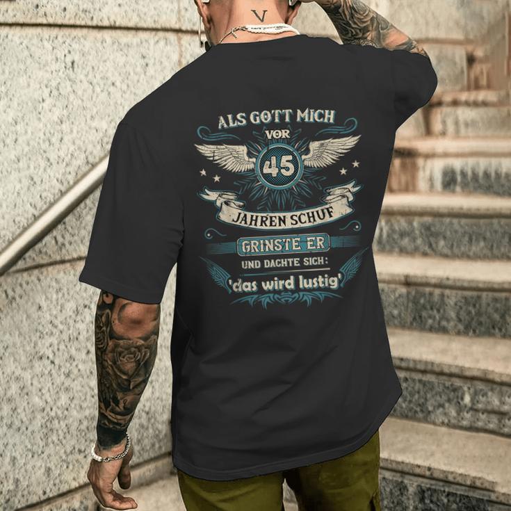 Als Gott Michor 45 Jahren Schuf Grinste Er Das Wird German L T-Shirt mit Rückendruck Geschenke für Ihn