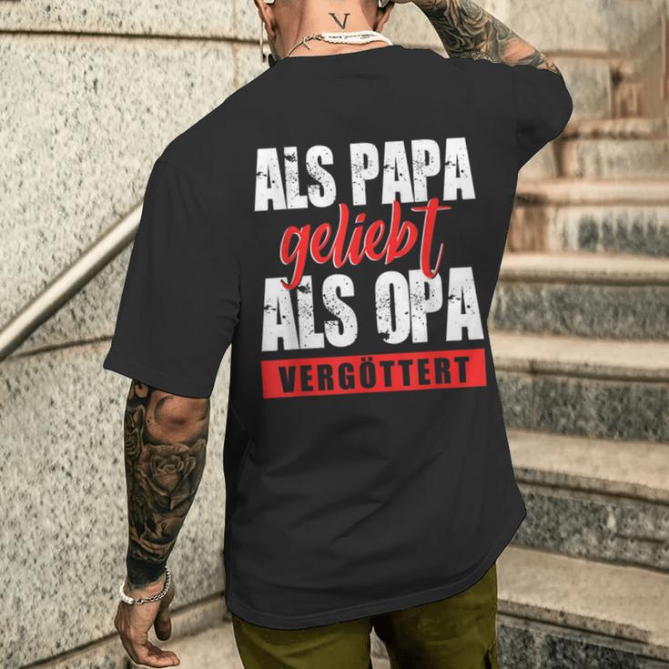 Als Papa Geliebt Als Opaergöttert German L S T-Shirt mit Rückendruck Geschenke für Ihn